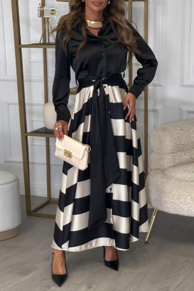 יבון™ | שמלה ארוכה עם פסים