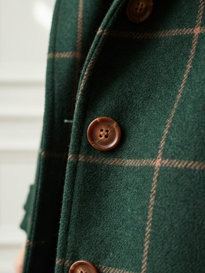 קייטלין™ | מעיל טוויד משובץ רטרו עם שקע